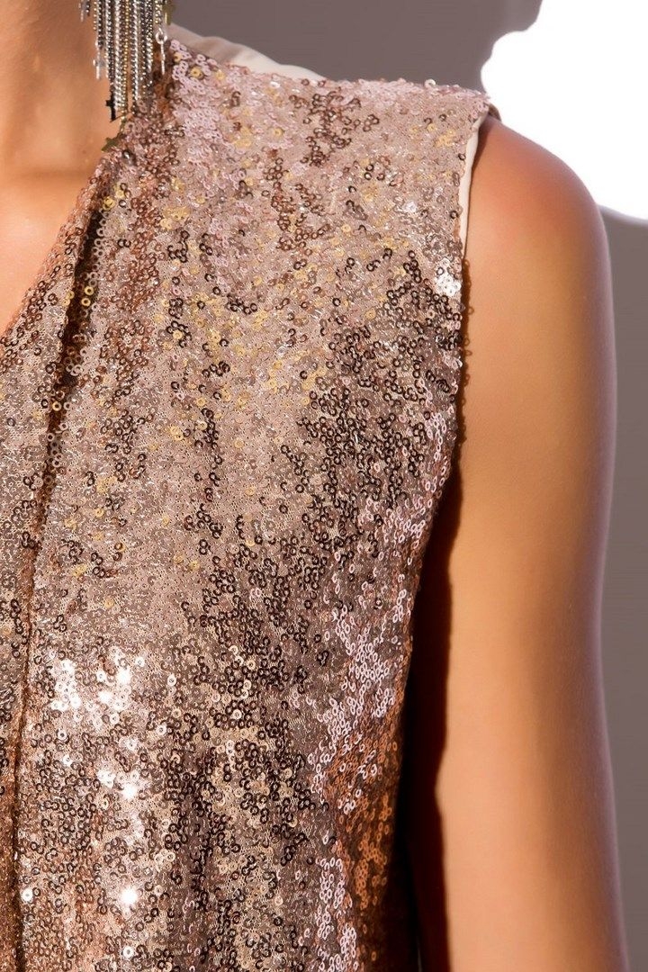 chaleco lentejuelas beige